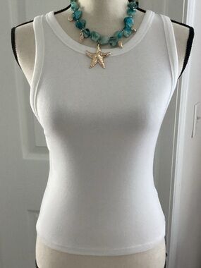 pure true white  micro rib modal blend tank